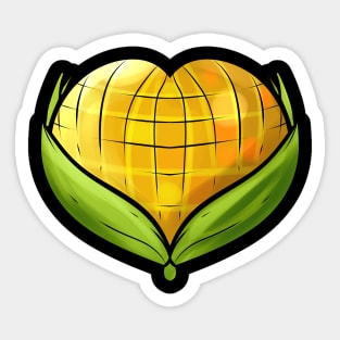 Corn On the Cob In Heart Shape - Vegetarian - Go Vegan Sticker